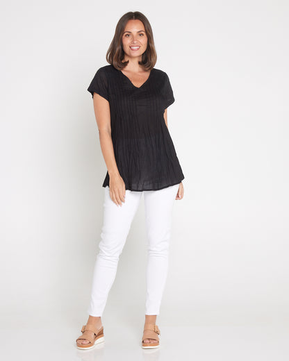 Kayla Plain Cotton Top - Black