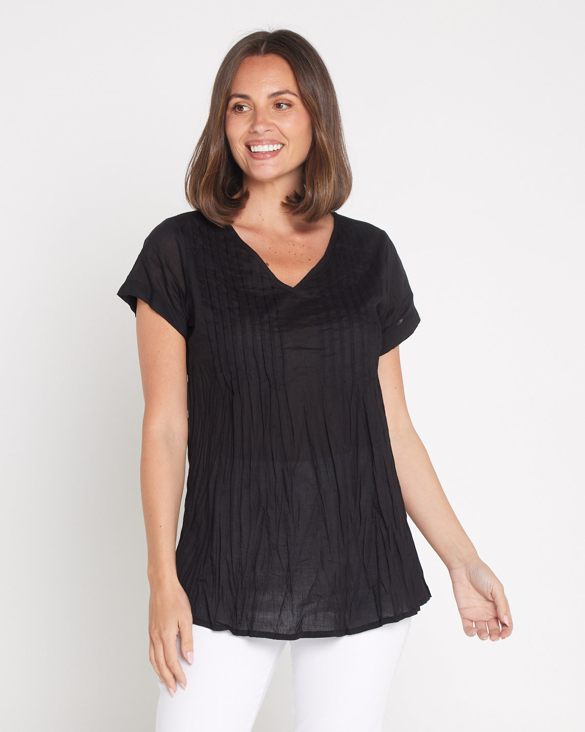 Kayla Plain Cotton Top - Black