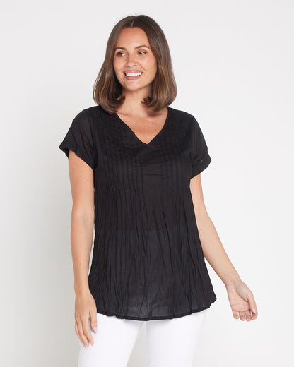 Kayla Plain Cotton Top - Black