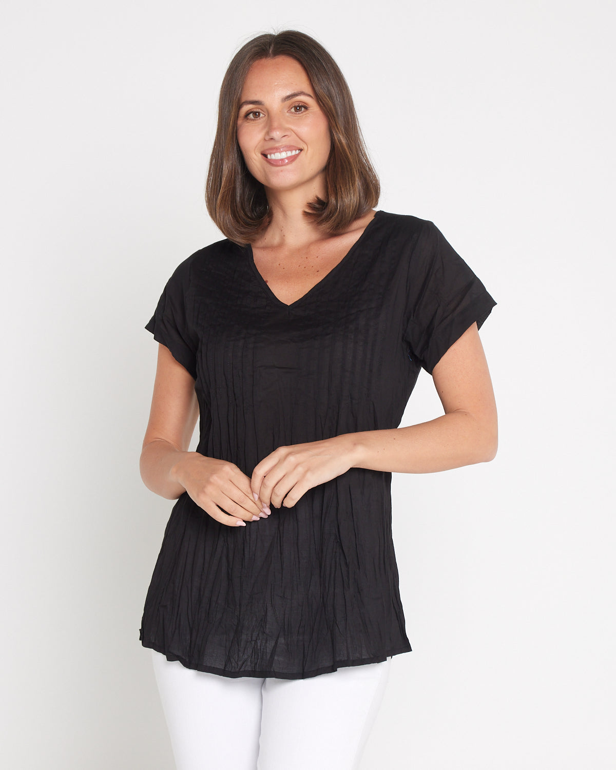 Kayla Plain Cotton Top - Black