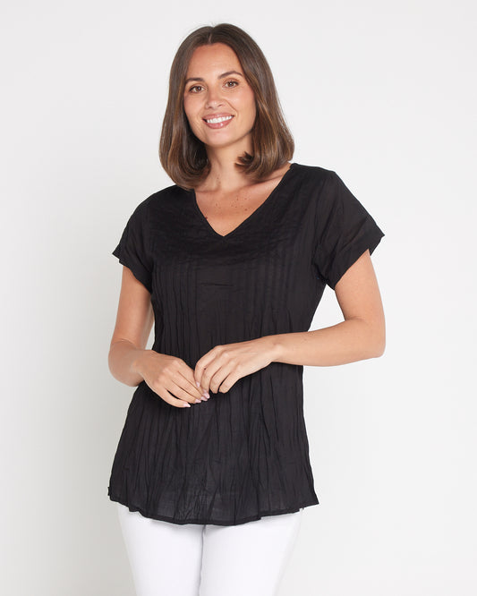 Kayla Plain Cotton Top - Black