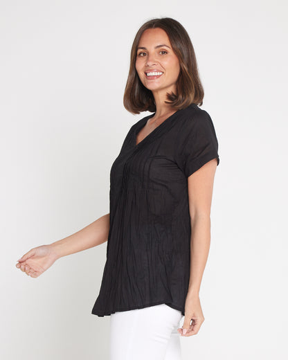 Kayla Plain Cotton Top - Black