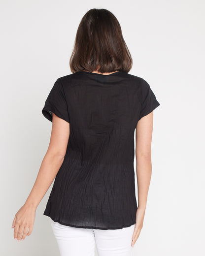 Kayla Plain Cotton Top - Black