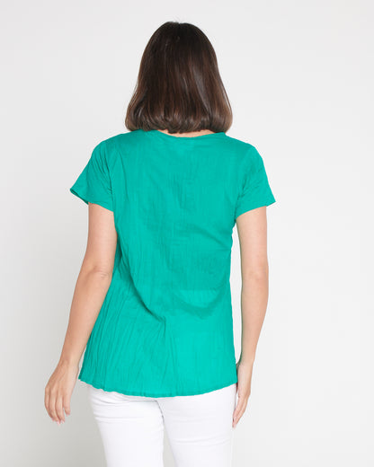 Kayla Plain Cotton Top - Jade
