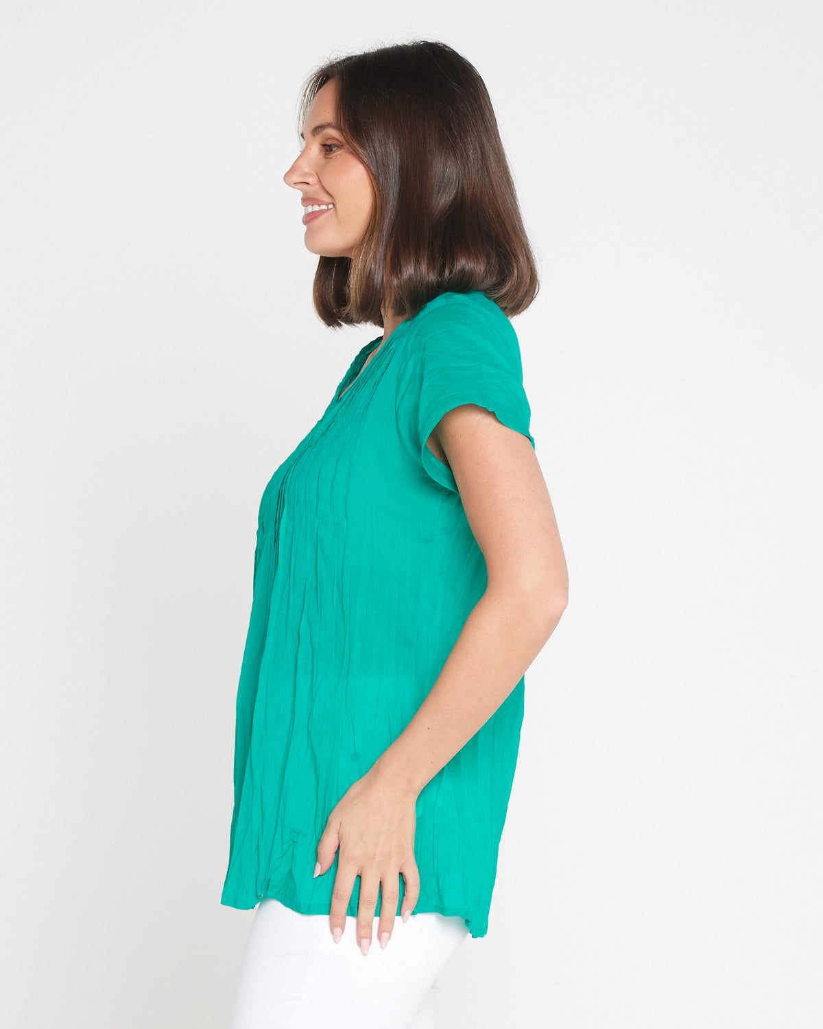 Kayla Plain Cotton Top - Jade