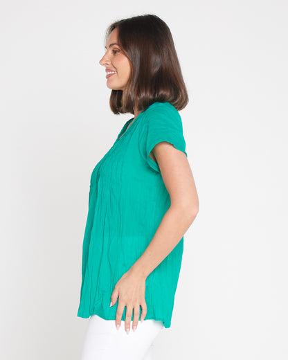 Kayla Plain Cotton Top - Jade