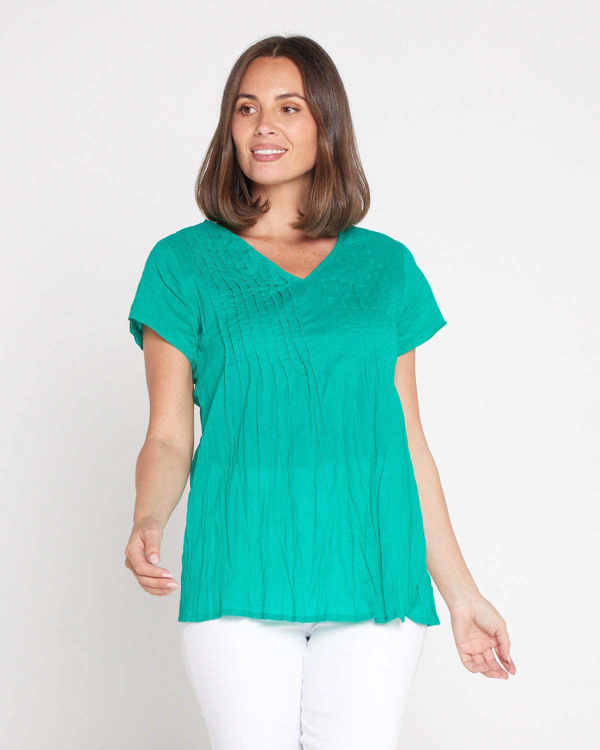 Kayla Plain Cotton Top - Jade