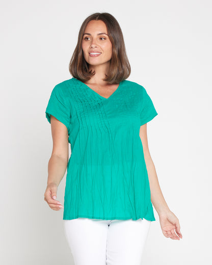 Kayla Plain Cotton Top - Jade