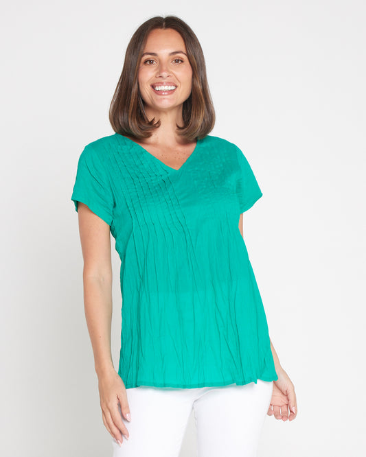 Kayla Plain Cotton Top - Jade