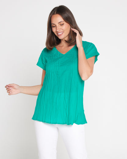 Kayla Plain Cotton Top - Jade