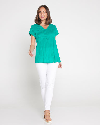 Kayla Plain Cotton Top - Jade