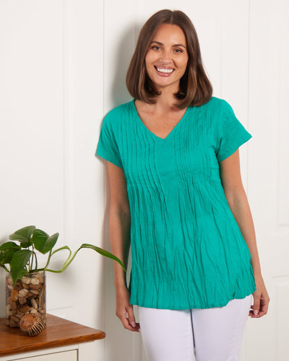 Kayla Plain Cotton Top - Jade