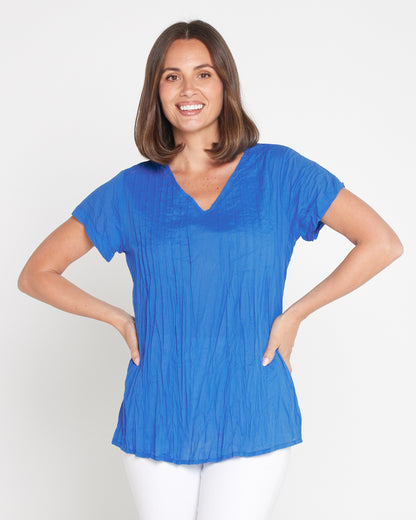 Kayla Plain Cotton Top - Blue