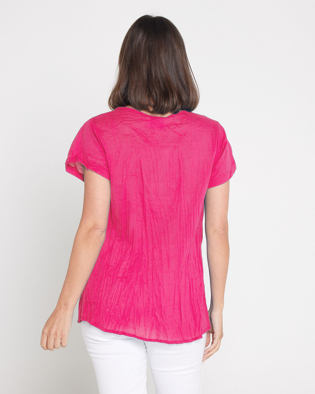 Kayla Plain Cotton Top - Hot Pink