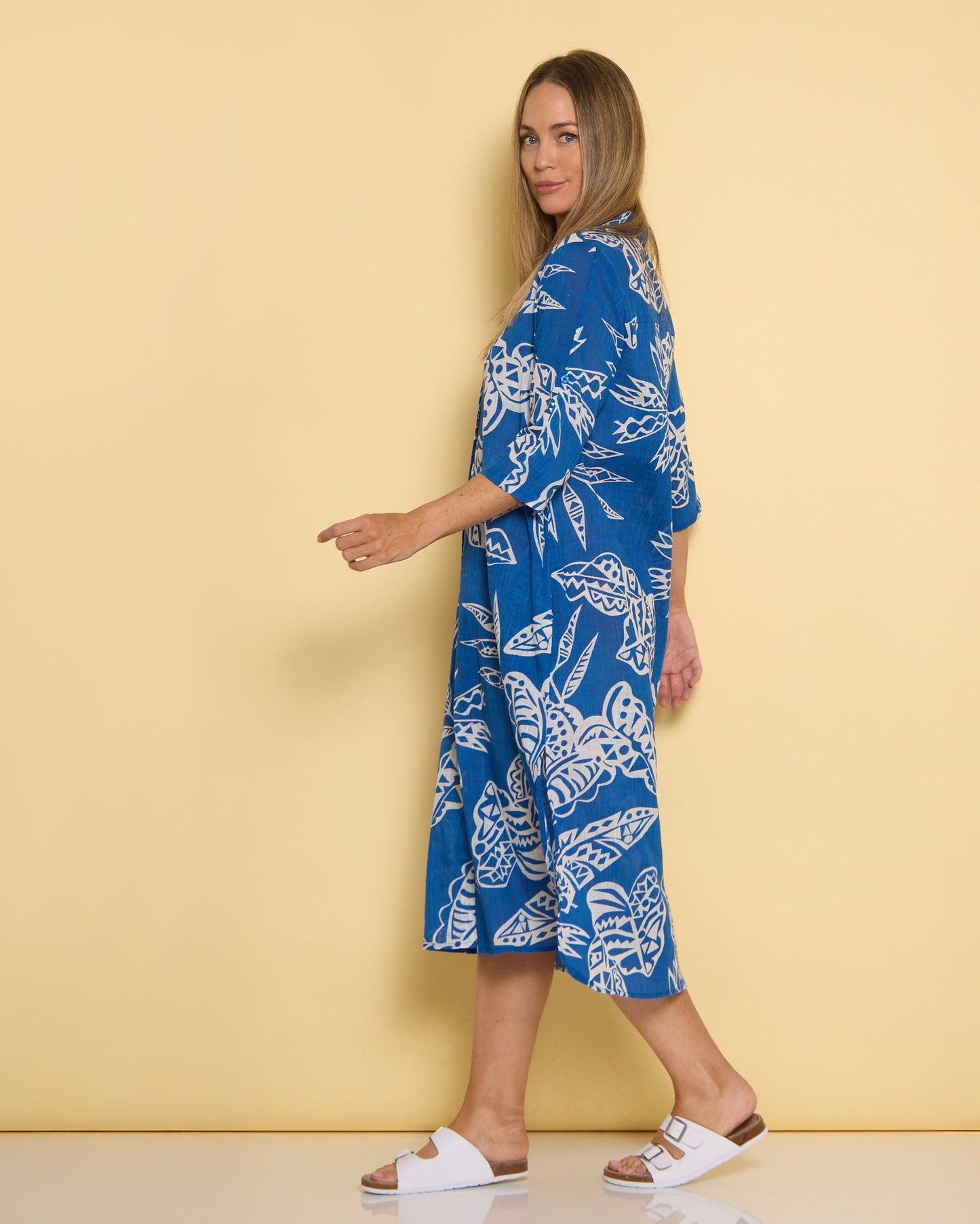 Sofia Shirt Dress - Cobalt Tropical