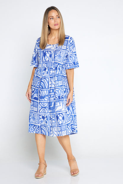 Yvonne Dress - Block Blue