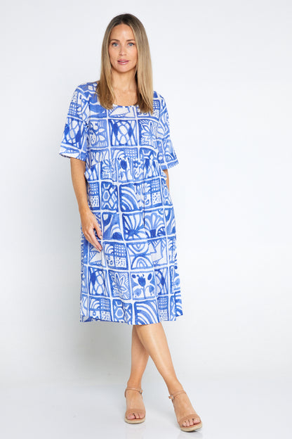 Yvonne Dress - Block Blue