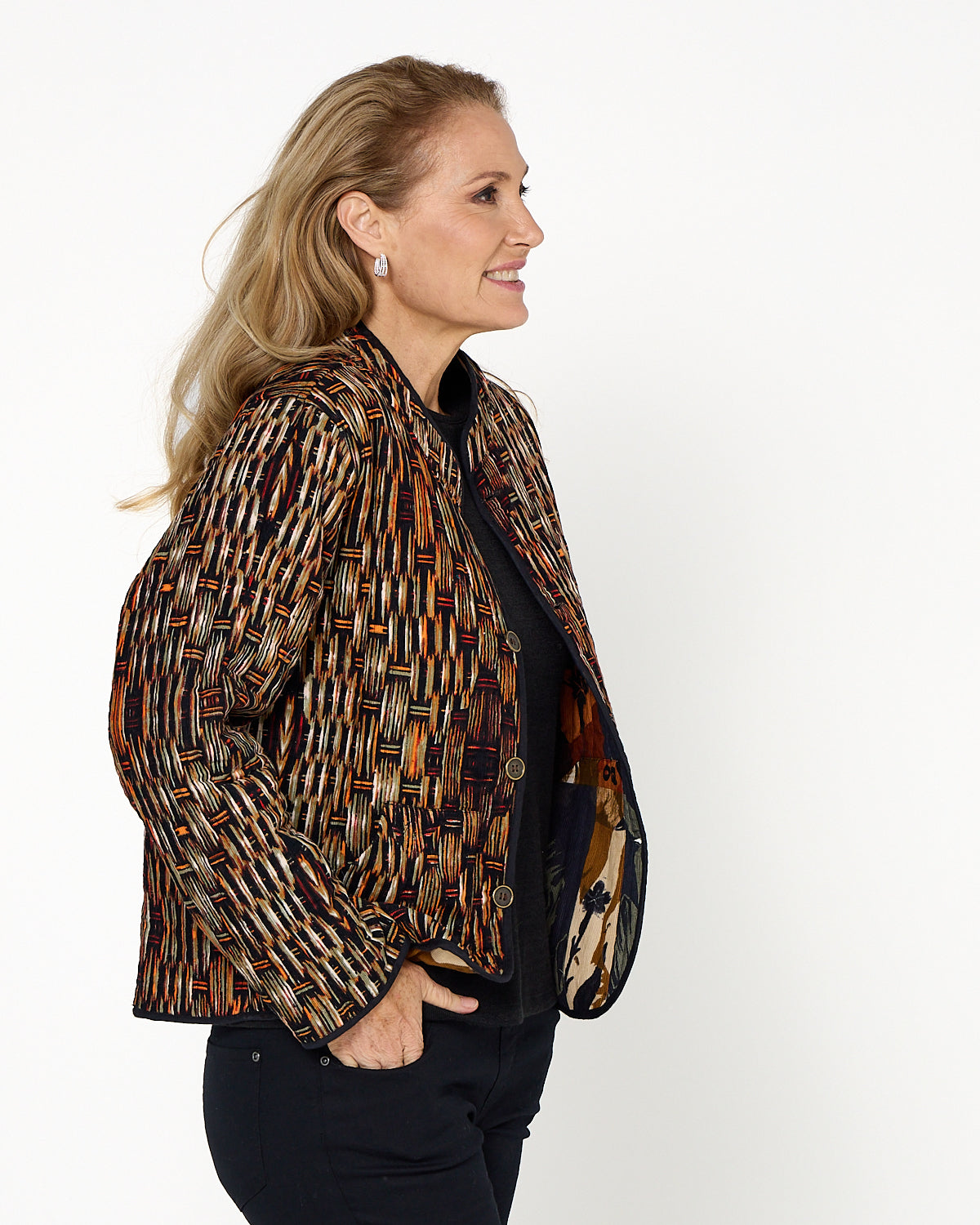 Dagomba Reversible Quilted Jacket - Brown Print