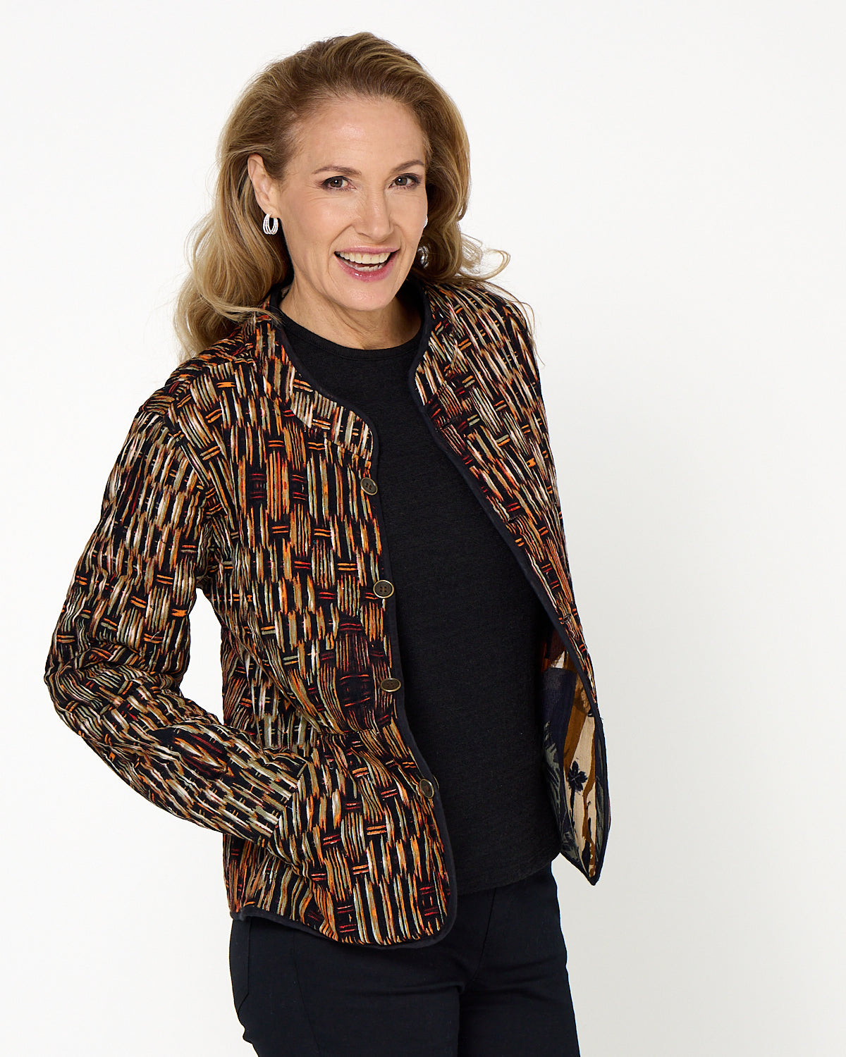 Dagomba Reversible Quilted Jacket - Brown Print
