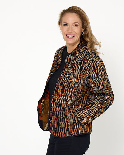Dagomba Reversible Quilted Jacket - Brown Print