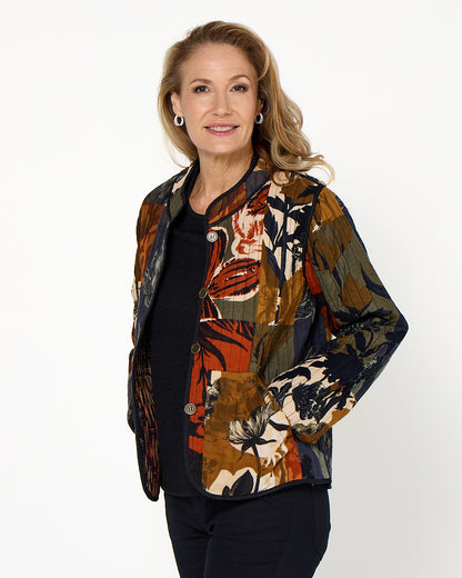 Dagomba Reversible Quilted Jacket - Brown Print