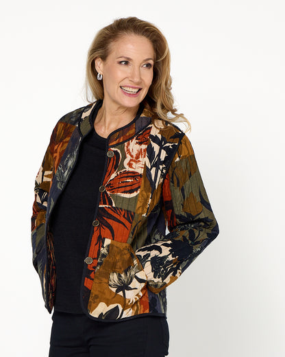 Dagomba Reversible Quilted Jacket - Brown Print