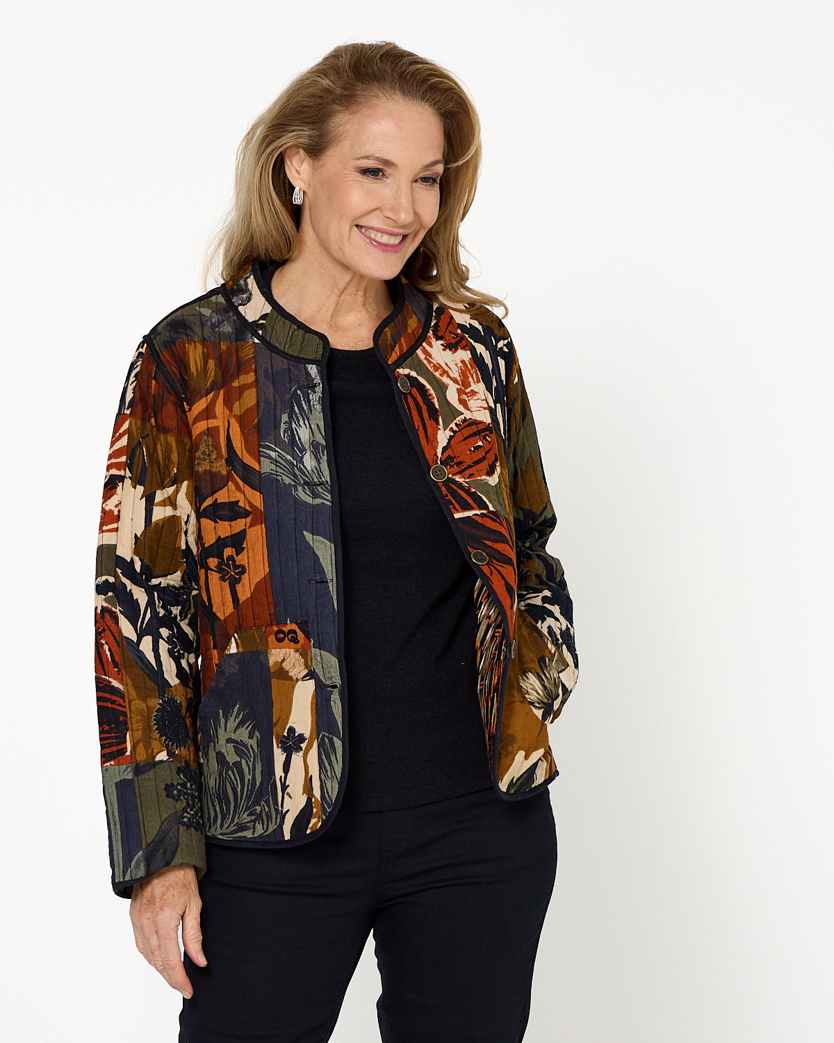 Dagomba Reversible Quilted Jacket - Brown Print