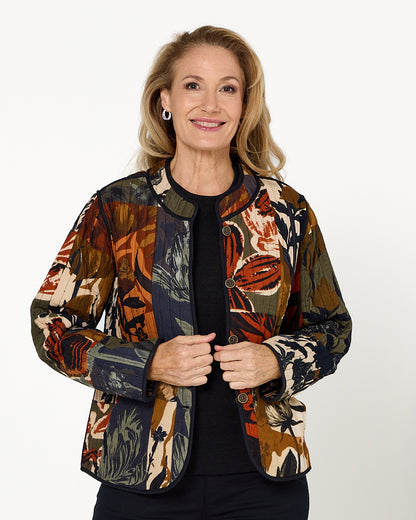 Dagomba Reversible Quilted Jacket - Brown Print