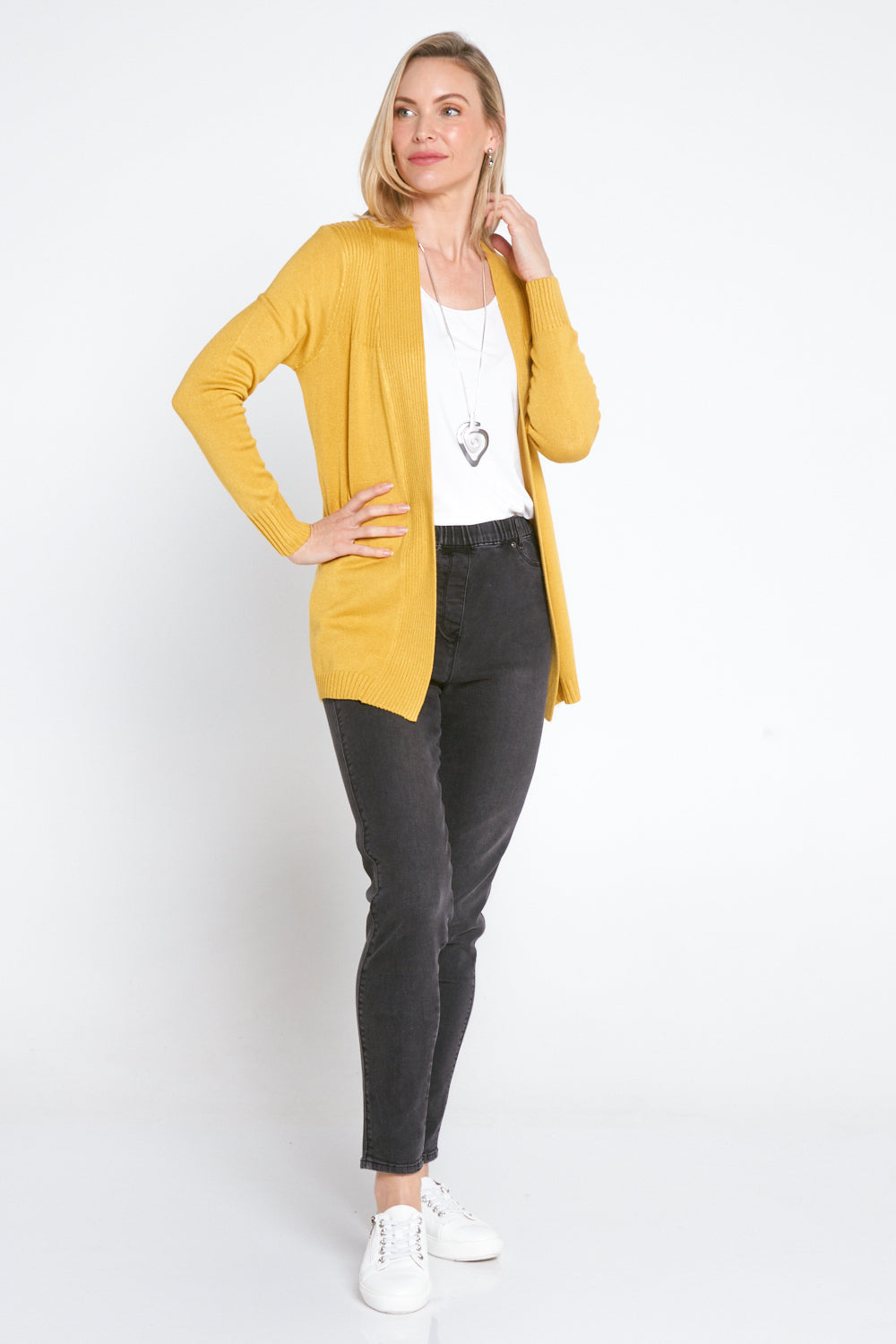 Yellow cotton cardigan women's outlet