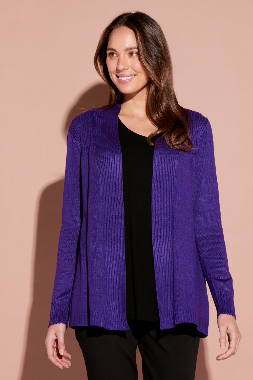 Purple open deals front cardigan