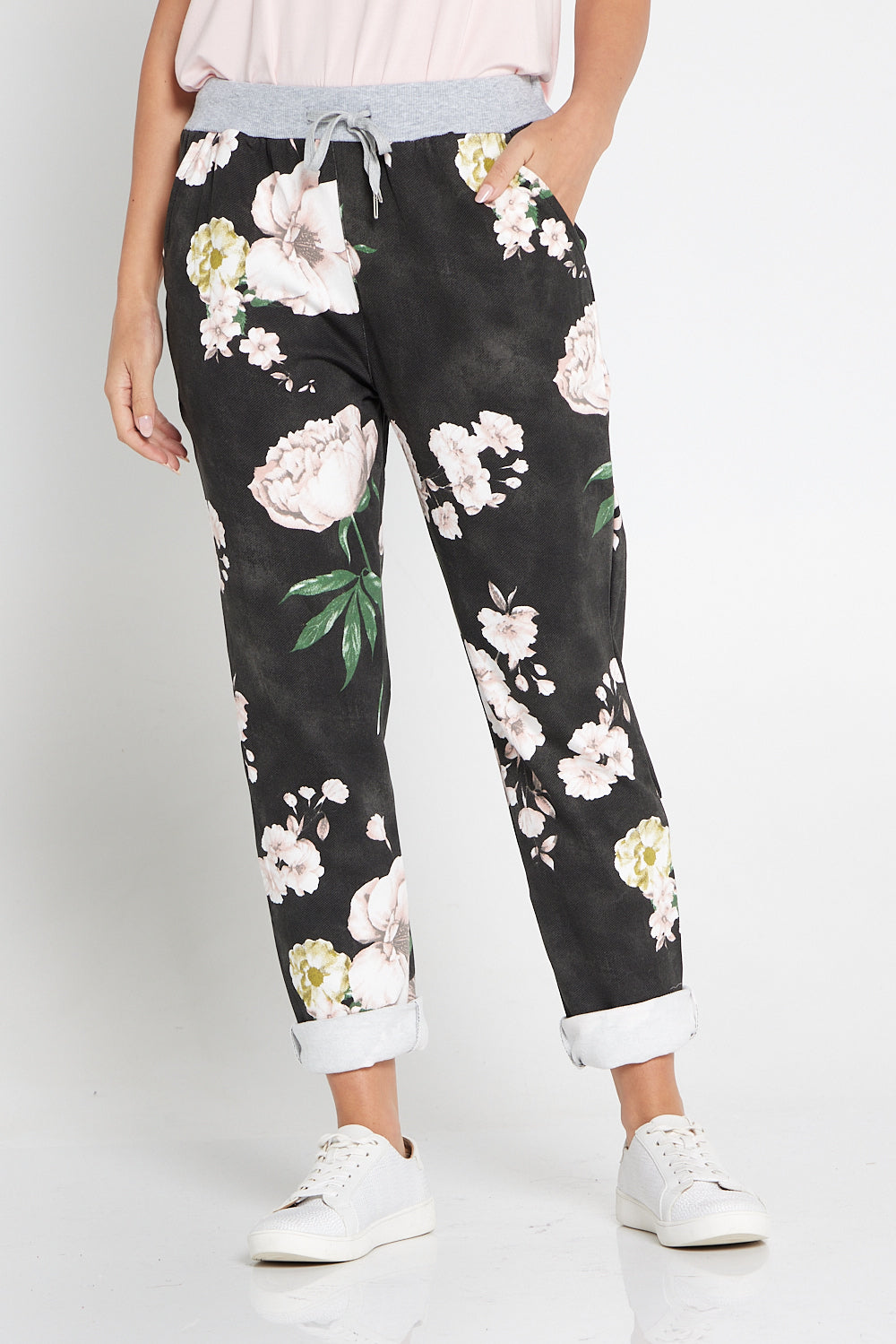 Delilah Pants - Black/Pastel Peony