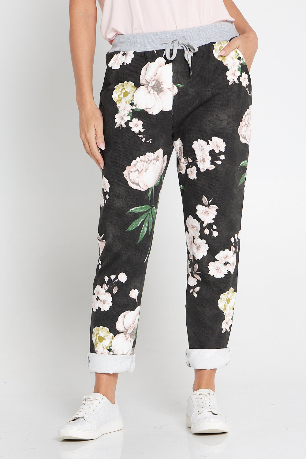 Delilah Pants - Black/Pastel Peony