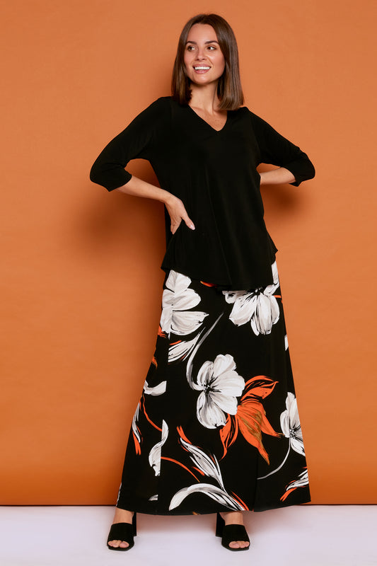 Delphine Maxi Skirt - Orange/Black Print