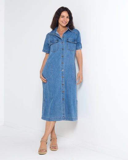 Ayla Shirt Dress - Denim