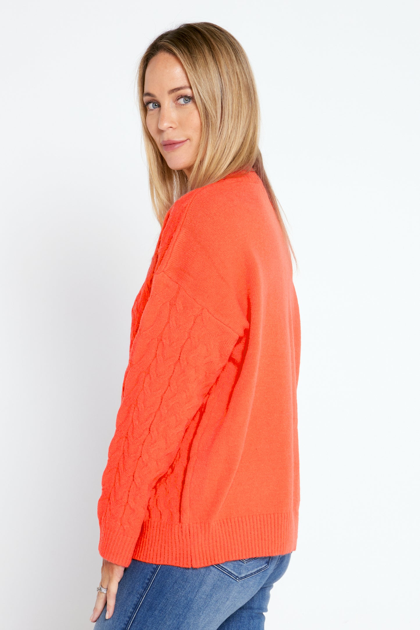 Diana Cable Knit Jumper - Orange