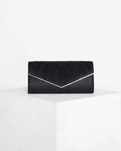 Diana Shimmer Envelope Clutch - Black