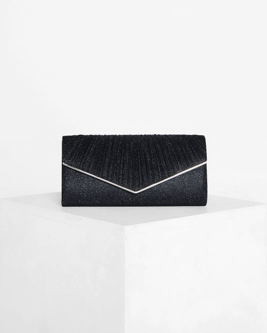 Diana Shimmer Envelope Clutch - Black