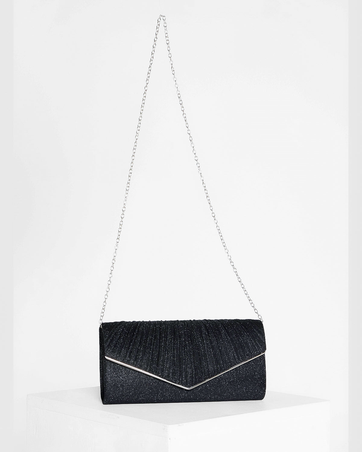 Diana Shimmer Envelope Clutch - Black