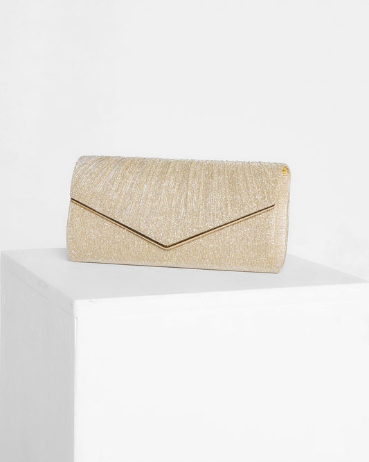 Diana Shimmer Envelope Clutch - Gold