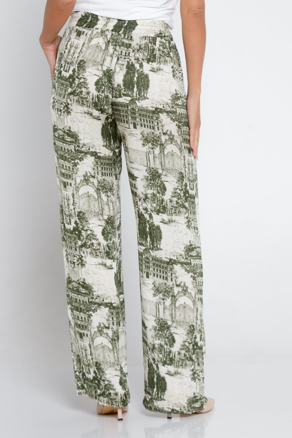 Dimitra Satin Pants - Green Print