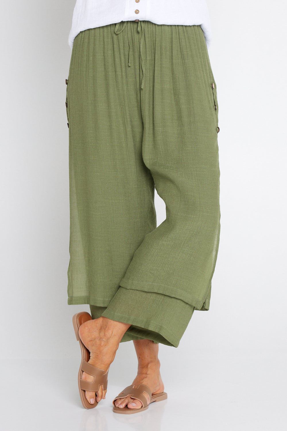 Brooke Layered Pants - Khaki