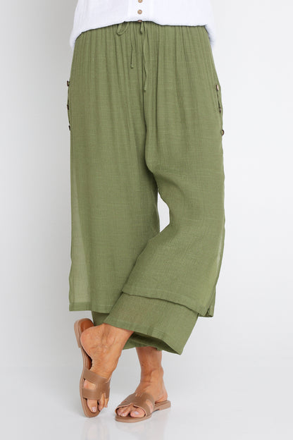 Brooke Layered Pants - Khaki