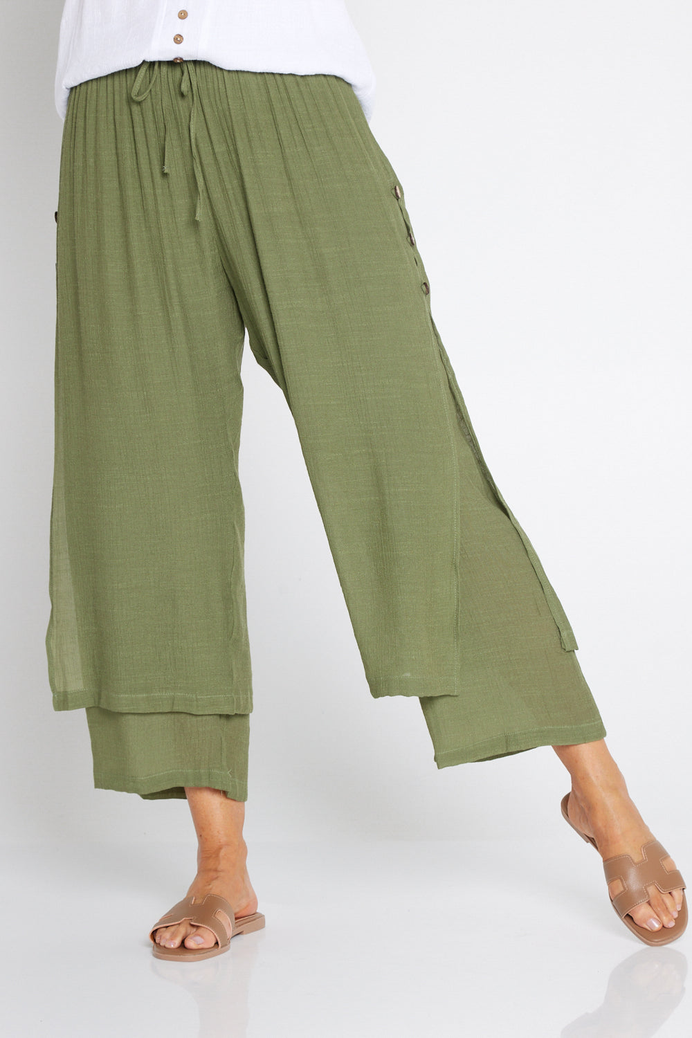 Brooke Layered Pants - Khaki