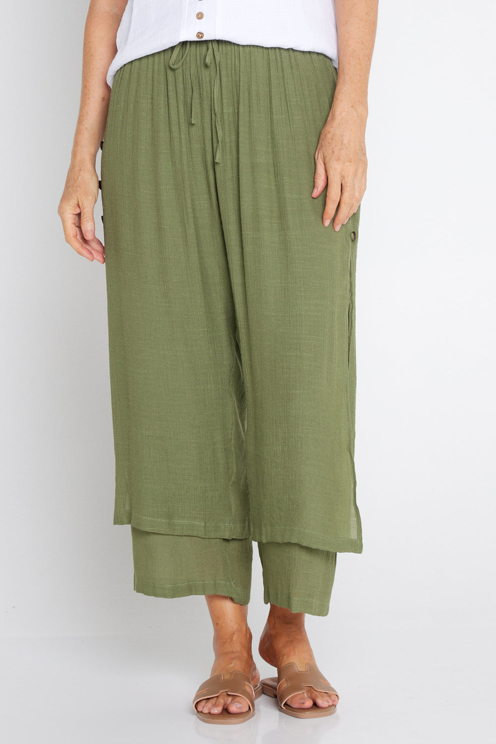 Brooke Layered Pants - Khaki