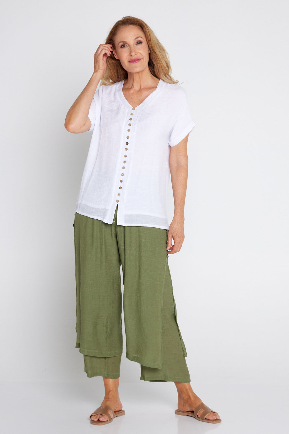 Brooke Layered Pants - Khaki