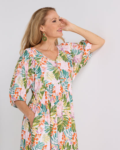 Sabina Dress - Queen Palm Tropical