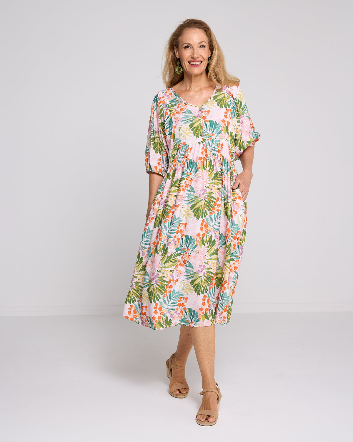 Sabina Dress - Queen Palm Tropical