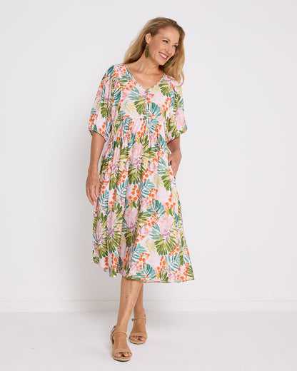 Sabina Dress - Queen Palm Tropical