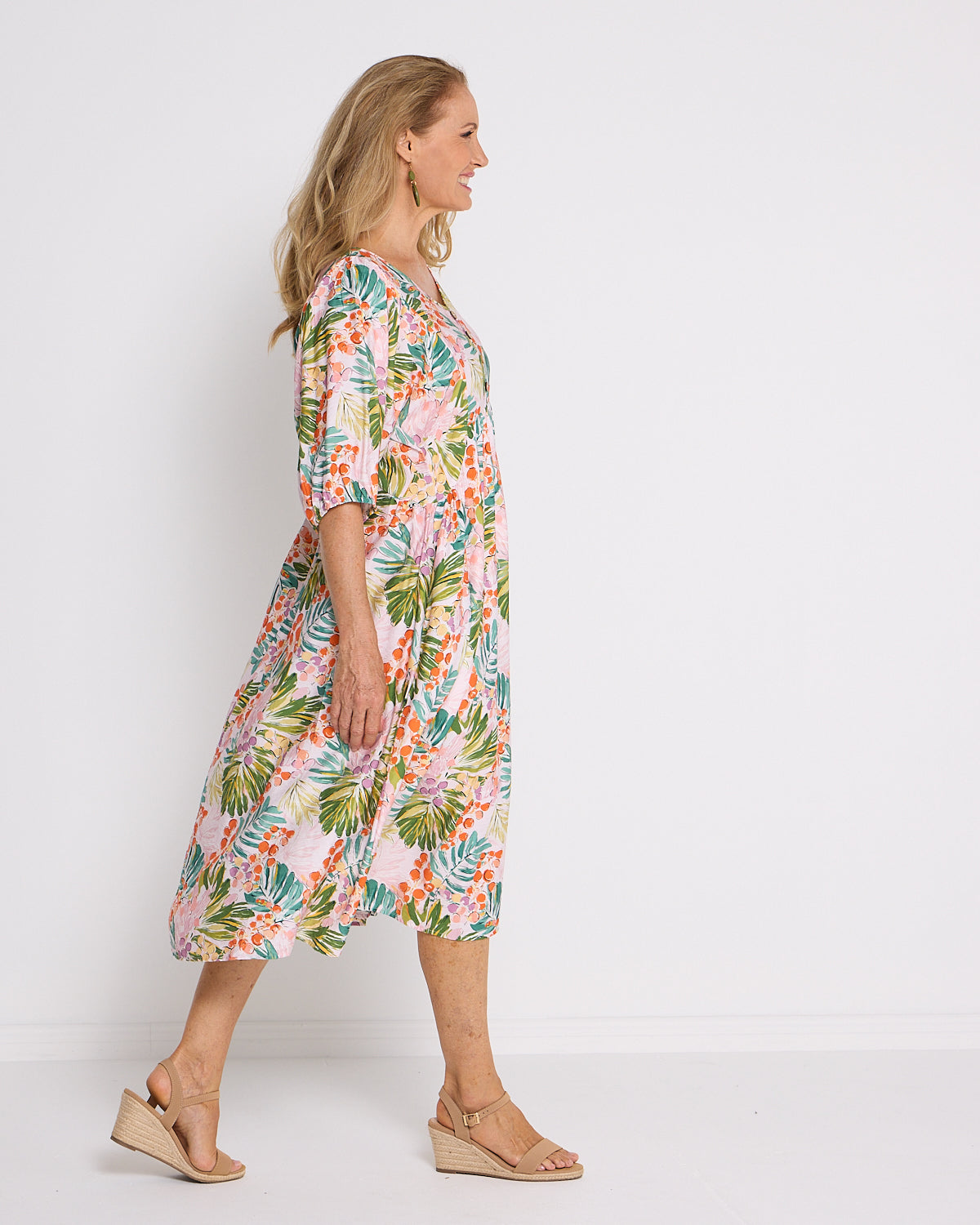 Sabina Dress - Queen Palm Tropical