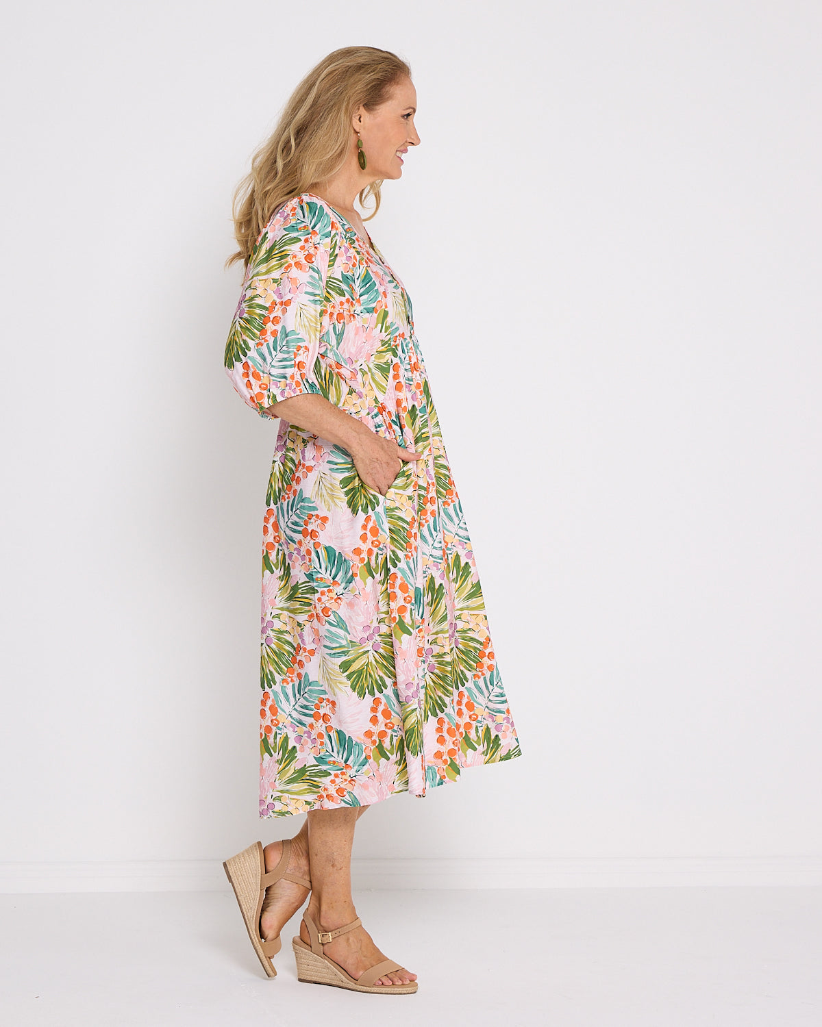 Sabina Dress - Queen Palm Tropical
